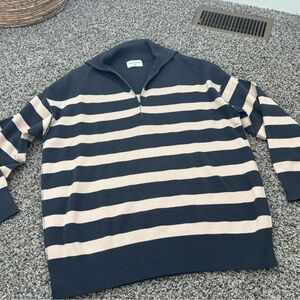 Striped Black and Cream Women's Sweater